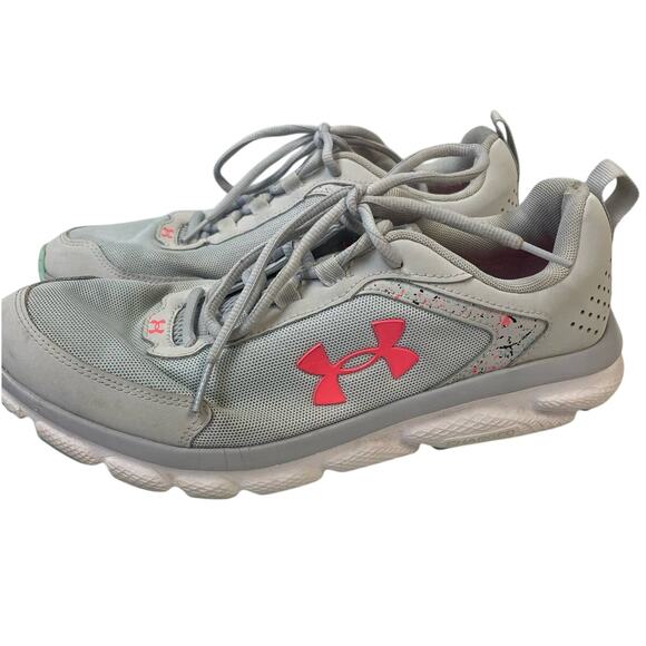 Under Armour Womens US Size 11 Gray Pink Lace Up Athletic Running Tennis Shoes - Picture 1 of 5
